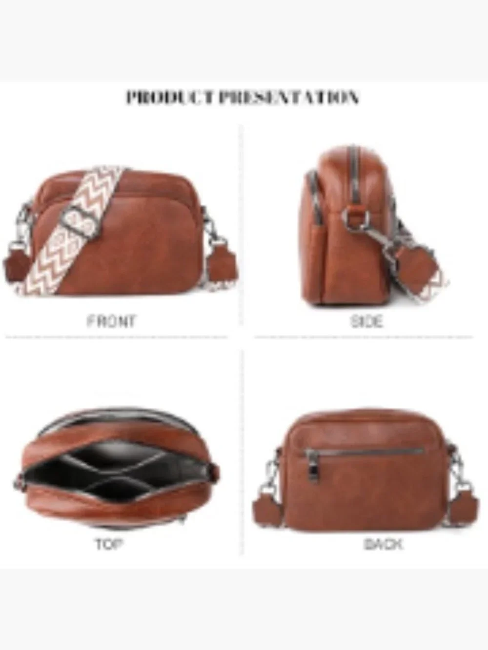 Small Vegan Leather Crossbody Bag for Women with Adjustable Strap